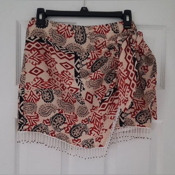 SOLD*** NWT Zara Multicolor Beaded Printed Wrap Skirt Size XS - Picture 5 of 7